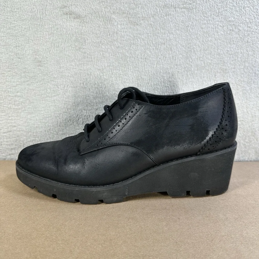 Vionic Anaheim Shoes Women's Oxford Wedge Derby Shoes Black Women's‎ 9 W Leather